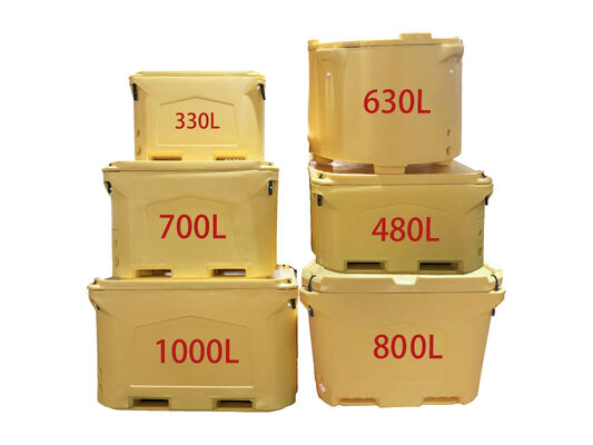 Rotomolded Cooler Box with High Density PU Foam, Folk Lift Feet, and Ice Detention Time 3 to 5 Days for Seafood Processing