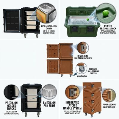 Изолированная коробка 72L для доставки продуктов питания с термообработанным контейнером для тепловой транспортировки с системой защищенной от подделок крышки