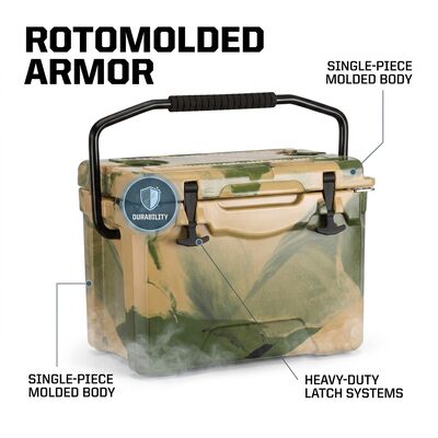 28L Rotomolded Cooler Box Портативная наружная ледяная шкатулка пищевой класс LLDPE Кампинговый рыболовный охладитель